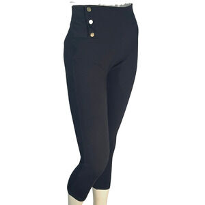 3/$30 Ann Taylor Factory Sz M Leggings 3/4 Length Black Sailor Button Waist